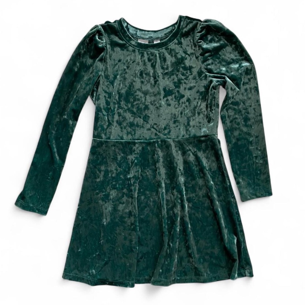 GAP Crushed Velvet Dress in Emerald Green